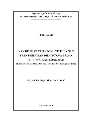 Luận văn thạc sĩ vấn đề phát triển kinh tế thủy sản trên phiên bản điện tử của báo in khu vực nam sông hậu khảo sát báo cà mau báo bạc liêu báo sóc trăng năm 2019