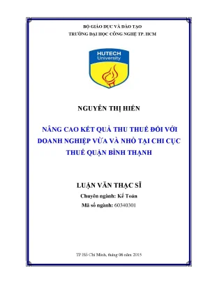 Luận văn thạc sĩ kế toán nâng cao hiệu quả quản lý thu thuế đối với doanh nghiệp vừa và nhỏ tại chi cục thuế quận bình thạnh