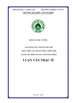 Giải pháp đẩy nhanh tiến độ thực hiện xây dựng nông thôn mới tại huyện đông hƣng tỉnh thái bình luận văn thạc sĩ