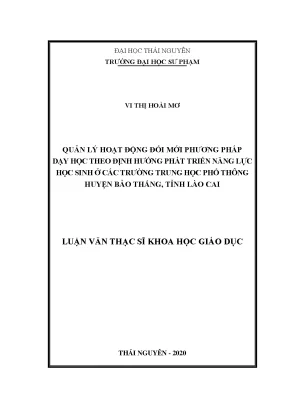 Luận văn thạc sĩ hay quản lý hoạt động đổi mới phương pháp dạy học theo định hướng phát triển năng lực học sinh ở các trường trung học phổ thông huyện bảo thắng tỉnh lào cai