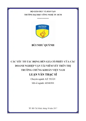 Luận văn thạc sĩ kế toán các yếu tố tác động đến giá cổ phiếu của các doanh nghiệp vận tải niêm yết trên thị trường chứng khoán việt nam