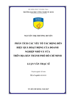 Luận văn thạc sĩ hay phân tích các yếu tố tác động đến hiệu quả hoạt động của doanh nghiệp nhỏ và vừa trên địa bàn thành phố hồ chí minh