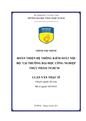 Luận văn thạc sĩ kế toán hoàn thiện hệ thống kiểm soát nội bộ tại trường đại học công nghiệp thực phẩm tp hcm