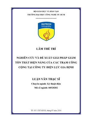 Luận văn thạc sĩ kỹ thuật điện nghiên cứu và đề xuất giải pháp giảm tổn thất điện năng của các trạm công cộng tại công ty điện lực gia định