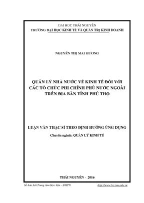 Luận văn thạc sĩ hay quản lý nhà nước về kinh tế đối với các tổ chức phi chính phủ nước ngoài trên địa bàn tỉnh phú thọ