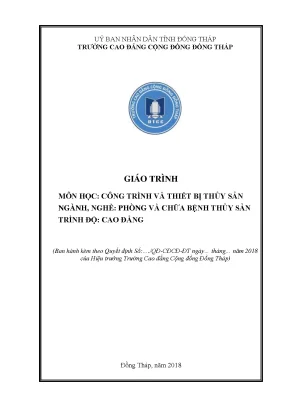 Giáo trình công trình và thiết bị thủy sản nghề phòng và chữa bệnh thuỷ sản cao đẳng