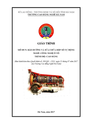 Giáo trình mô đun bảo dƣỡng và sửa chữa hộp số tự động nghề công nghệ ô tô