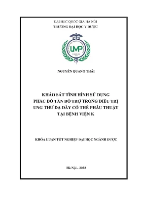Khóa luận tốt nghiệp khảo sát tình hình sử dụng phác đồ tân bổ trợ trong điều trị utdd có thể phẫu thuật tại bệnh viện k