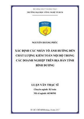Luận văn thạc sĩ hay xác định các nhân tố ảnh hưởng đến chất lượng kiểm toán nội bộ trong các doanh nghiệp trên địa bàn tỉnh bình dương
