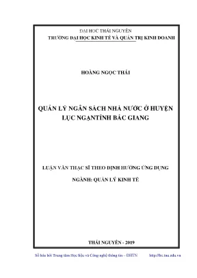 Luận văn thạc sĩ hay quản lý ngân sách nhà nước ở huyện lục ngạn tỉnh bắc giang