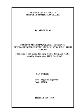 Luận văn thạc sĩ hay những yếu tố ảnh hưởng đến hứng thú học tiếng anh của học sinh lớp 11 tại trường thpt quế võ số 1