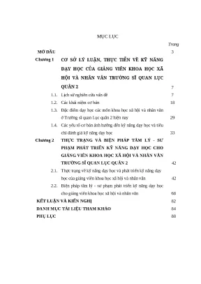 Luận văn thạc sĩ biện pháp tâm lý sư phạm phát triển kỹ năng dạy học cho giảng viên khoa học xã hội và nhân văn trường sĩ quan lục quân 2