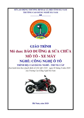 Giáo trình mô đun bảo dưỡng sửa chữa mô tô xe máy nghề công nghệ ô tô