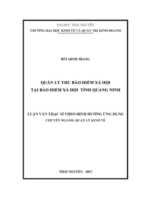 Luận văn thạc sĩ hay quản lý thu bảo hiểm xã hội tại bảo hiểm xã hội tỉnh quảng ninh