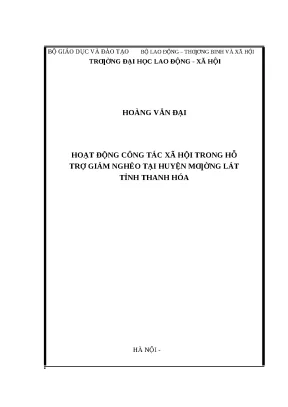 Luận văn thạc sỹ hoạt động công tác xã hội trong hỗ trợ giảm nghèo tại huyện mường lát tỉnh thanh hóa