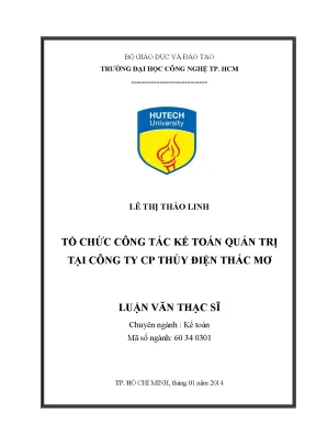 Luận văn thạc sĩ kế toán tổ chức công tác kế toán quản trị tại công ty cổ phần thủy điện thác mơ