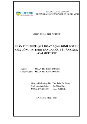 Luận văn thạc sĩ hay phân tích hiệu quả hoạt động kinh doanh của công ty tnhh cảng quốc tế tân cảng cái mép tcip