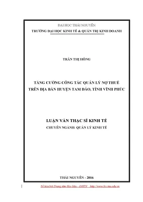 Luận văn thạc sĩ hay tăng cường công tác quản lý nợ thuế trên địa bàn huyện tam đảo tỉnh vĩnh phúc