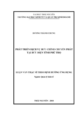 Luận văn thạc sĩ hay phát triển dịch vụ bưu chính chuyển phát tại bưu điện tỉnh phú thọ