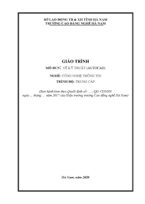 Giáo trình mô đun vẽ kỹ thuật autocad nghề công nghệ thông tin trình độ trung cấp
