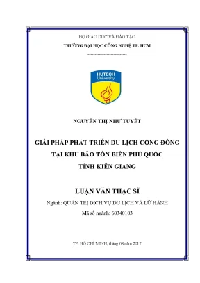 Luận văn thạc sĩ giải pháp phát triển du lịch cộng đồng ở khu bảo tồn biển phú quốc tỉnh kiên giang