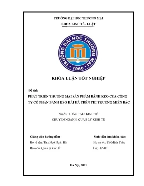 Khóa luận phát triển thương mại sản phẩm bánh kẹo của công ty cổ phần bánh kẹo hải hà trên thị trường miền bắc