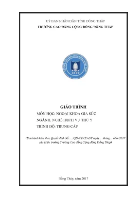 Giáo trình ngoại khoa gia súc nghề dịch vụ thú y trung cấp