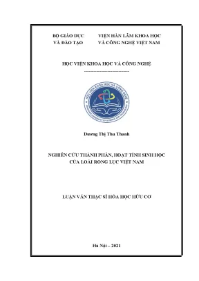 Luận văn thạc sĩ nghiên cứu thành phần hoạt tính sinh học của loài rong lục việt nam