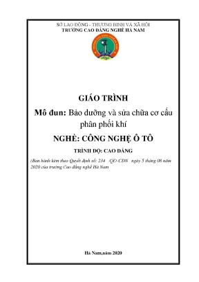 Giáo trình mô đun bảo dưỡng và sửa chữa cơ cấu phân phối khí nghề công nghệ ô tô