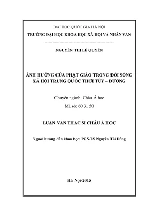 Luận văn thạc sĩ ảnh hưởng của phật giáo trong đời sống xã hội trung quốc thời tùy đường