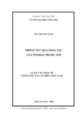 Luận văn thạc sĩ hay phong tục qua sáng tác của tô hoài trước 1945