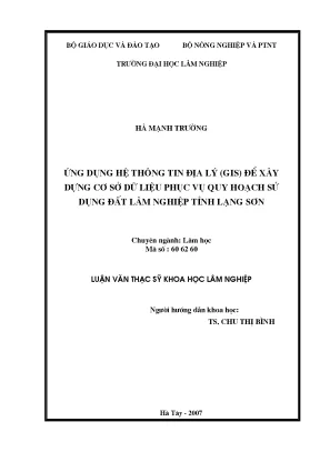 Luận văn thạc sĩ hay ứng dụng hệ thông tin địa lý gis để xây dựng cơ sở dữ liệu phục vụ quy hoạch sử dung đất