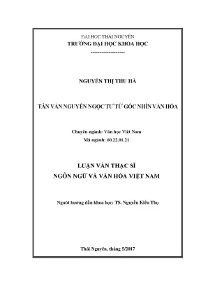 Luận văn thạc sĩ hay tản văn nguyễn ngọc tư từ góc nhìn văn hóa