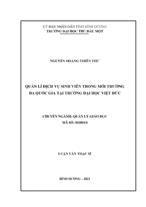 Luận văn thạc sĩ quản lí dịch vụ sinh viên trong môi trường đa quốc gia tại trường đại học việt đức