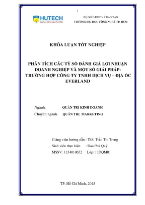 Luận văn thạc sĩ hay phân tích các tỷ số đánh giá lợi nhuận doanh nghiệp và một số giải pháp trường hợp công ty tnhh dịch vụ địa ốc everland