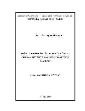 Luận văn thạc sỹ phân tích báo cáo tài chính của công ty cổ phần tư vấn và x y dựng công trình mai linh