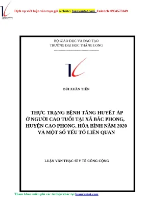 Thực trạng bệnh tăng huyết áp ở người cao tuổi tại xã bắc phong huyện cao phong hòa bình năm 2020 và một số yếu tố liên quan luận văn thạc sĩ y tế công cộng