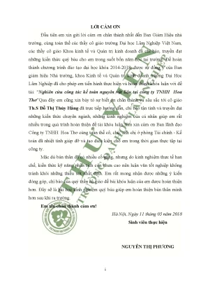 Khóa luận tốt nghiệp đề tài nghiên cứu công tác kế toán nguyên vật liệu tại công ty tnhh hoa thơ