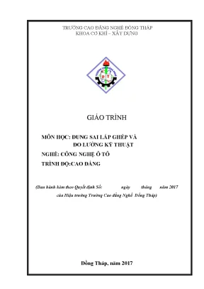 Giáo trình dung sai lắp ghép và đo lường kỹ thuật nghề công nghệ ô tô cao đẳng 2