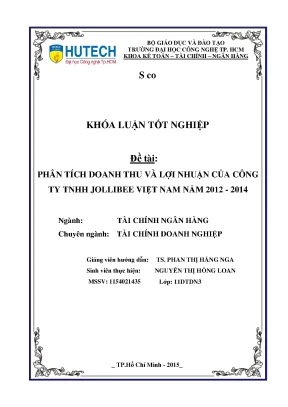 Luận văn thạc sĩ hay phân tích doanh thu và lợi nhuận của công ty tnhh jollibee việt nam năm 2012 2014