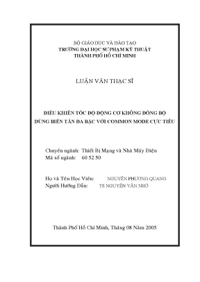 Luận văn thạc sĩ điều khiển tốc độ động cơ không đồng bộ dùng biến tần đa bậc với common mode cực tiểu