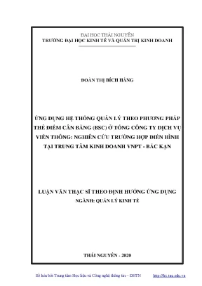 Luận văn thạc sĩ hay ứng dụng hệ thống quản lý theo phương pháp thẻ điểm cân bằng bsc ở tổng công ty dịch vụ viễn thông nghiên cứu trường hợp điển hình tại trung tâm kinh doanh vnpt bắc kạn