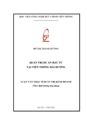 Luận văn thạc sĩ quản trị dự án đầu tư tại viễn thông hải dương