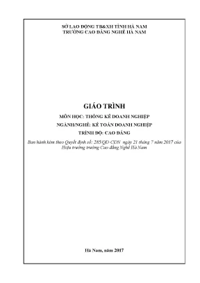 Giáo trình môn học thống kê doanh nghiệp ngànhnghề kế toán doanh nghiệp