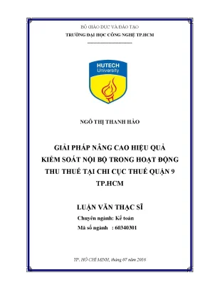 Luận văn thạc sĩ kế toán giải pháp nâng cao hiệu quả kiểm soát nội bộ trong hoạt động thu thuế tại chi cục thuế quận 9 tp hcm