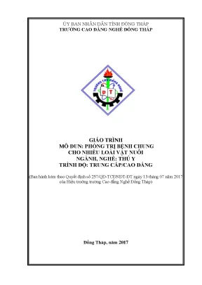 Giáo trình phòng trị bệnh chung cho nhiều loài vật nuôi nghề thú y cđtc