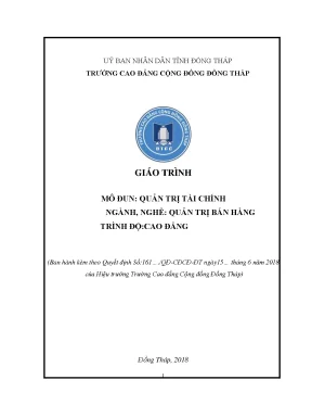 Giáo trình quản trị tài chính nghề quản trị bán hàng cao đẳng