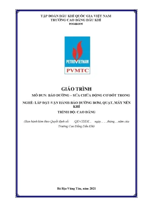 Giáo trình sửa chữa và bảo dưỡng máy nén khí nghề lắp đặt vận hành bảo dưỡng bơm quạt máy nén khí cao đẳng trường cao đẳng dầu khí