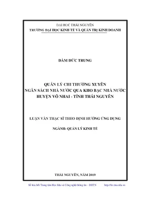 Luận văn thạc sĩ hay quản lý chi thường xuyên ngân sách nhà nước qua kho bạc nhà nước huyện võ nhai tỉnh thái nguyên
