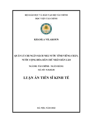 Luận án tiến sĩ quản lý chi ngân sách nhà nước tỉnh viêng chăn nước cộng hòa dân chủ nhân dân lào
